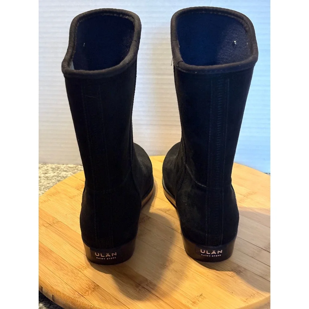 ULAN RAINY STEPS Black Suede like Waterproof Ankle Boots Women's Size‎ 9
